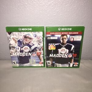 Xbox One Madden 17 / 18 Game Lot Tom Brady Rob Gronkowski Patriots *Tested Used*